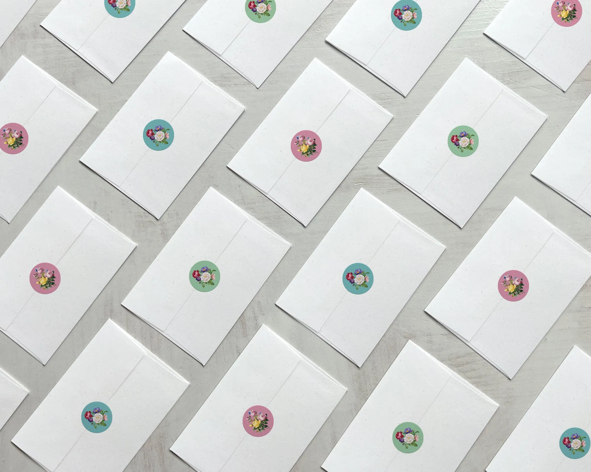 Vintage Floral Bouquets - 48 Sticker Seals