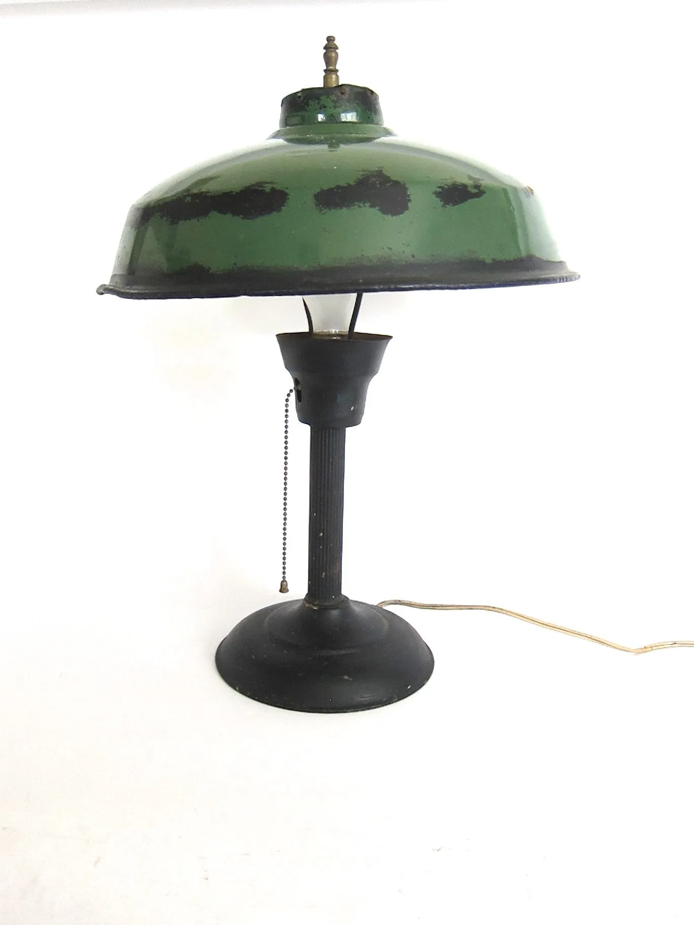 Vintage Green Metal Industrial Table Lamp
