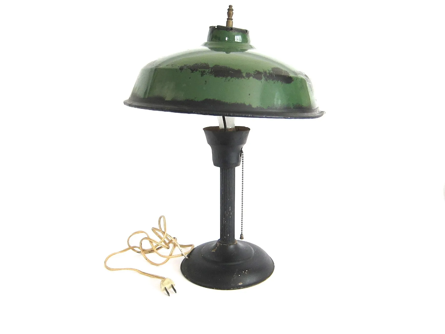 Vintage Green Metal Industrial Table Lamp