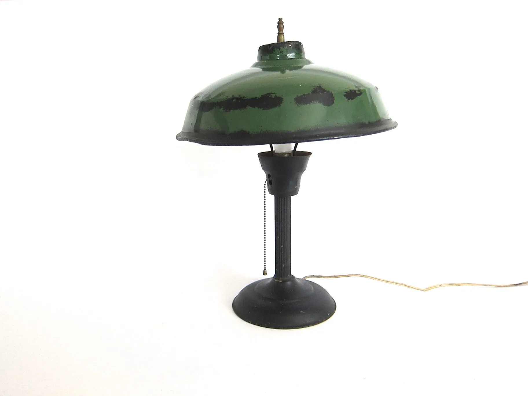 Vintage Green Metal Industrial Table Lamp
