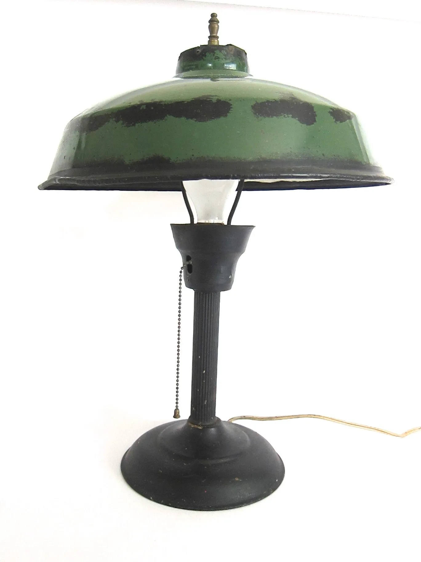 Vintage Green Metal Industrial Table Lamp