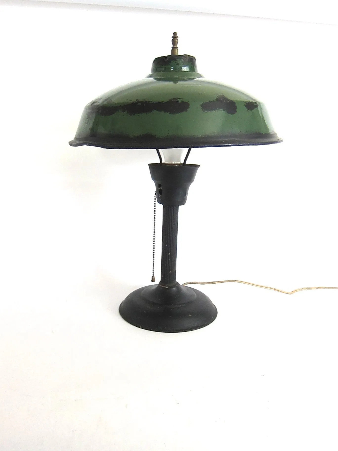 Vintage Green Metal Industrial Table Lamp