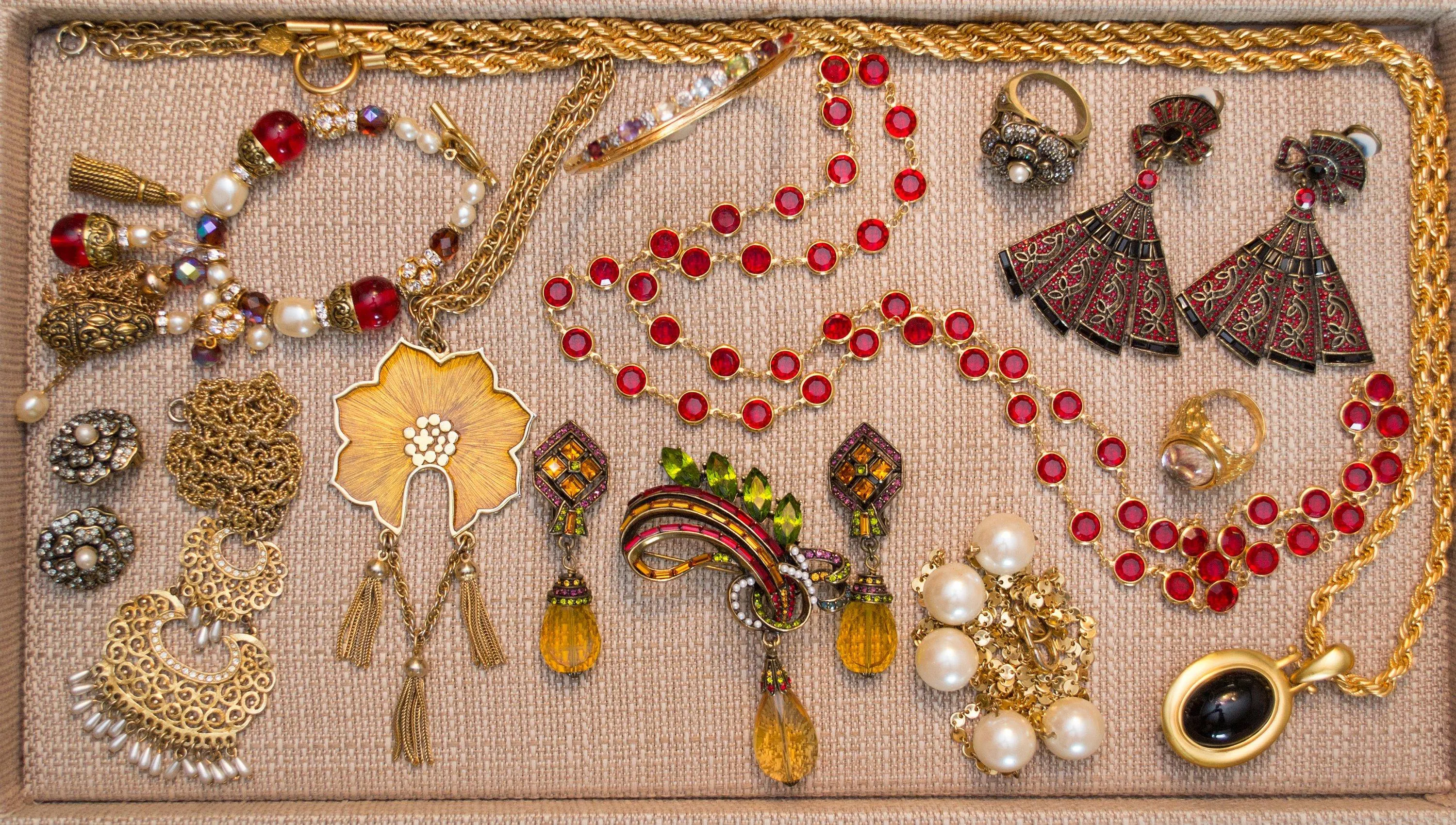 Vintage Napier Gold Lotus Necklace with Tassels