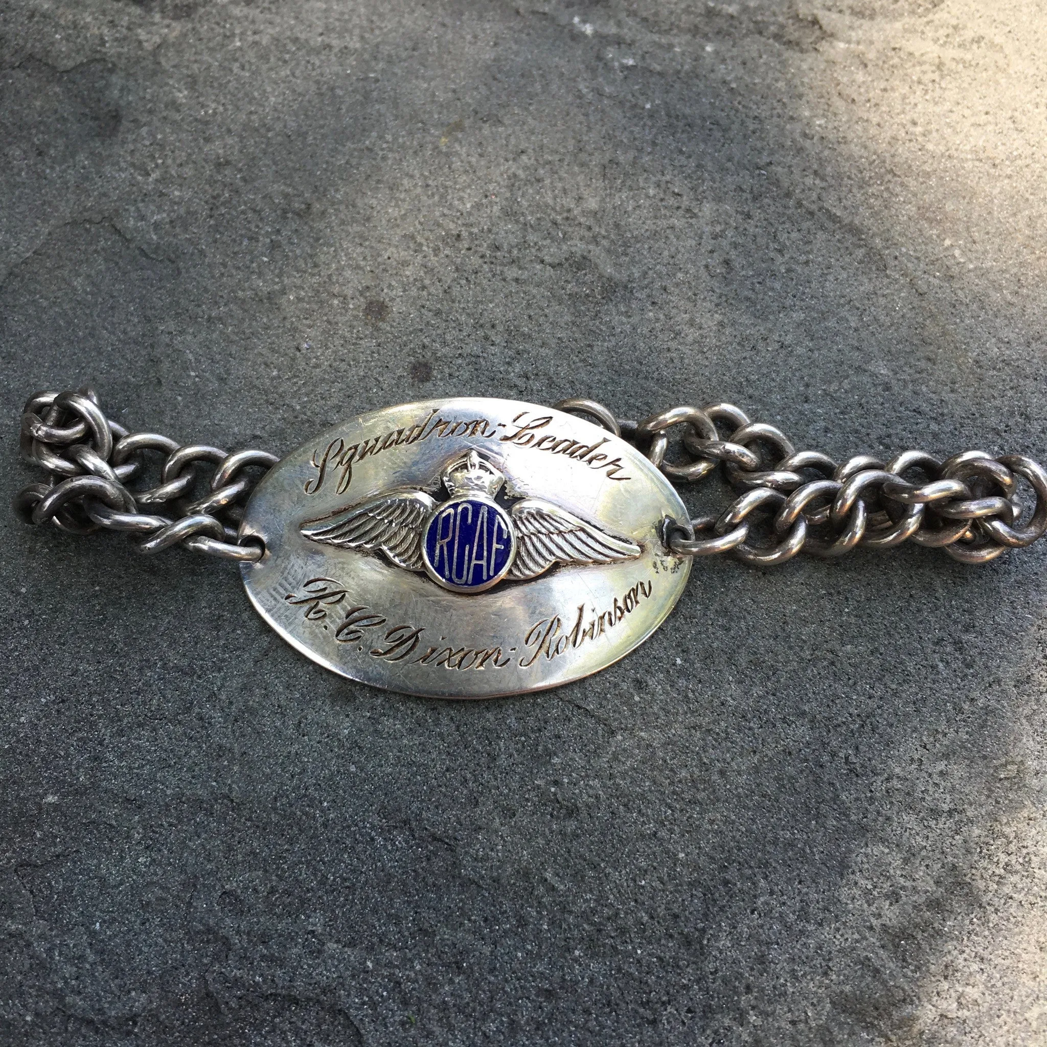 Vintage WW II Royal Canadian Air Force Squadron Leader RCAF Silver Bracelet