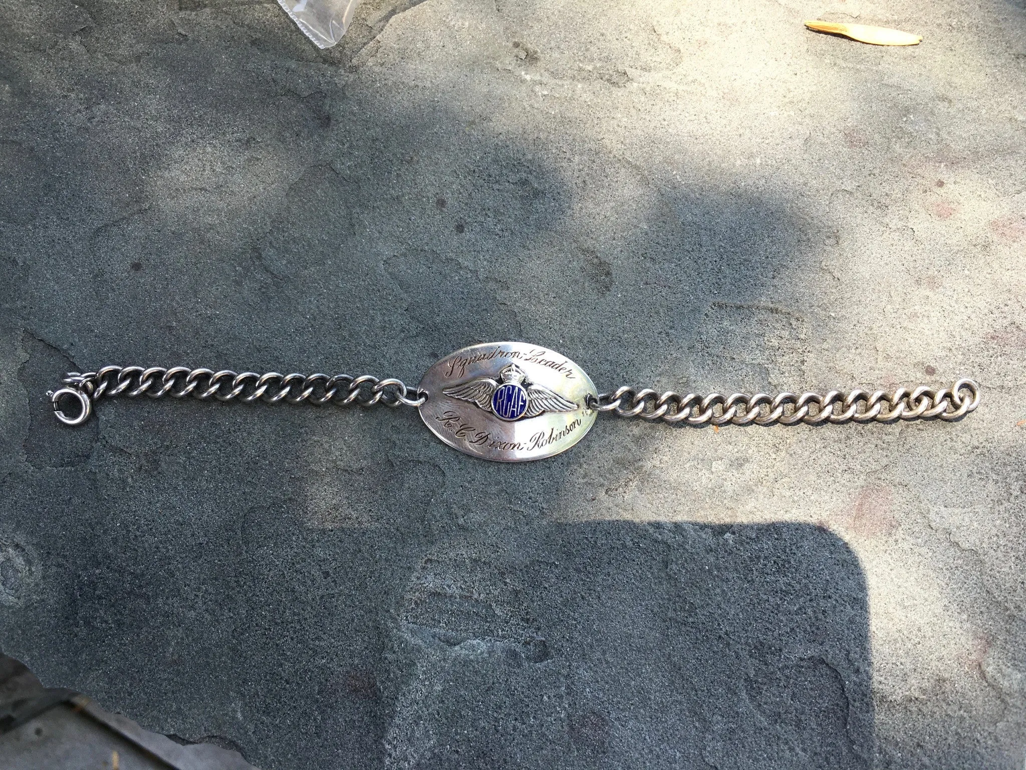 Vintage WW II Royal Canadian Air Force Squadron Leader RCAF Silver Bracelet
