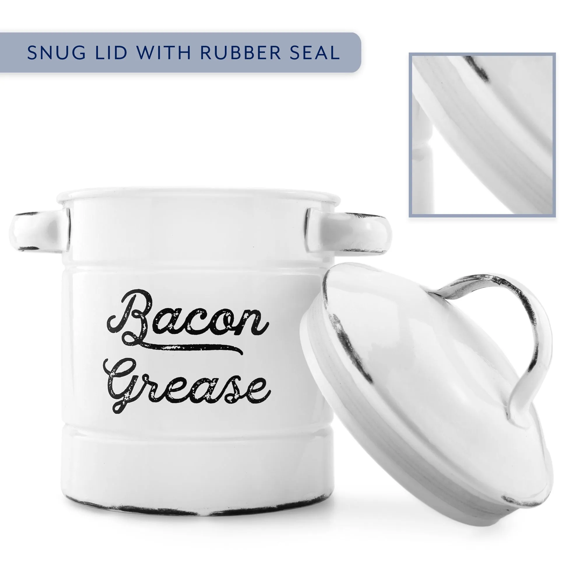 White Enamelware Bacon Grease Container (Case of 24)