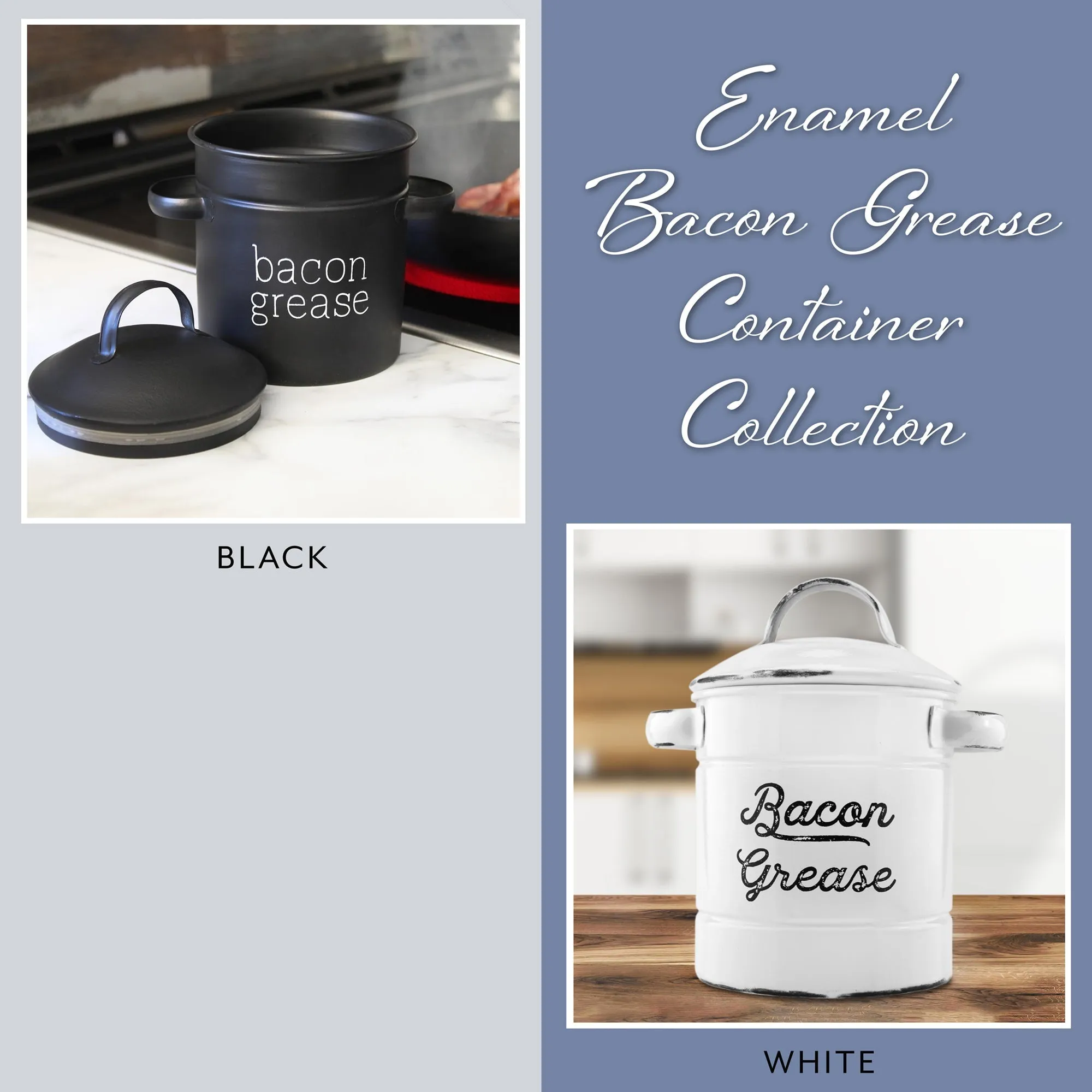 White Enamelware Bacon Grease Container (Case of 24)