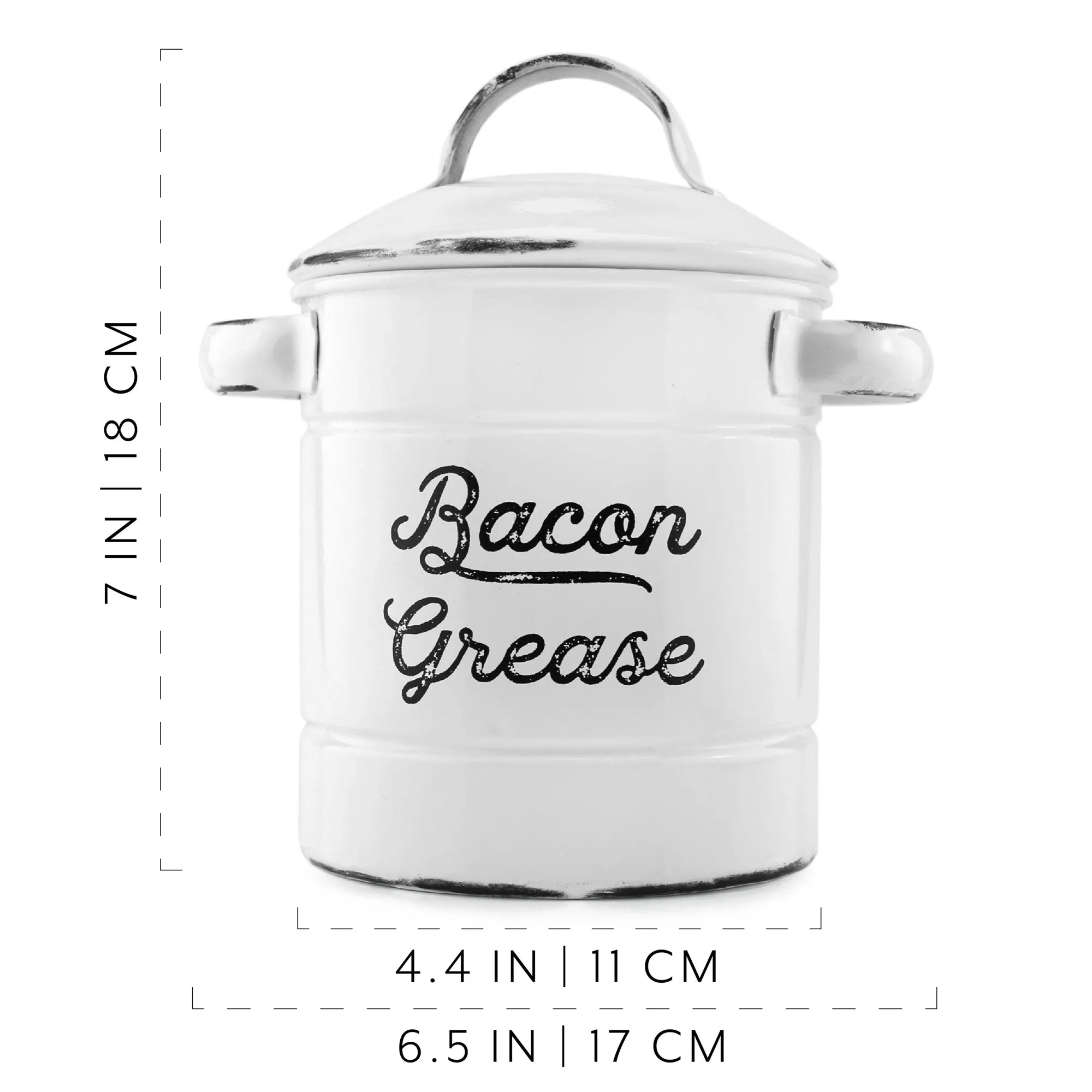 White Enamelware Bacon Grease Container (Case of 24)