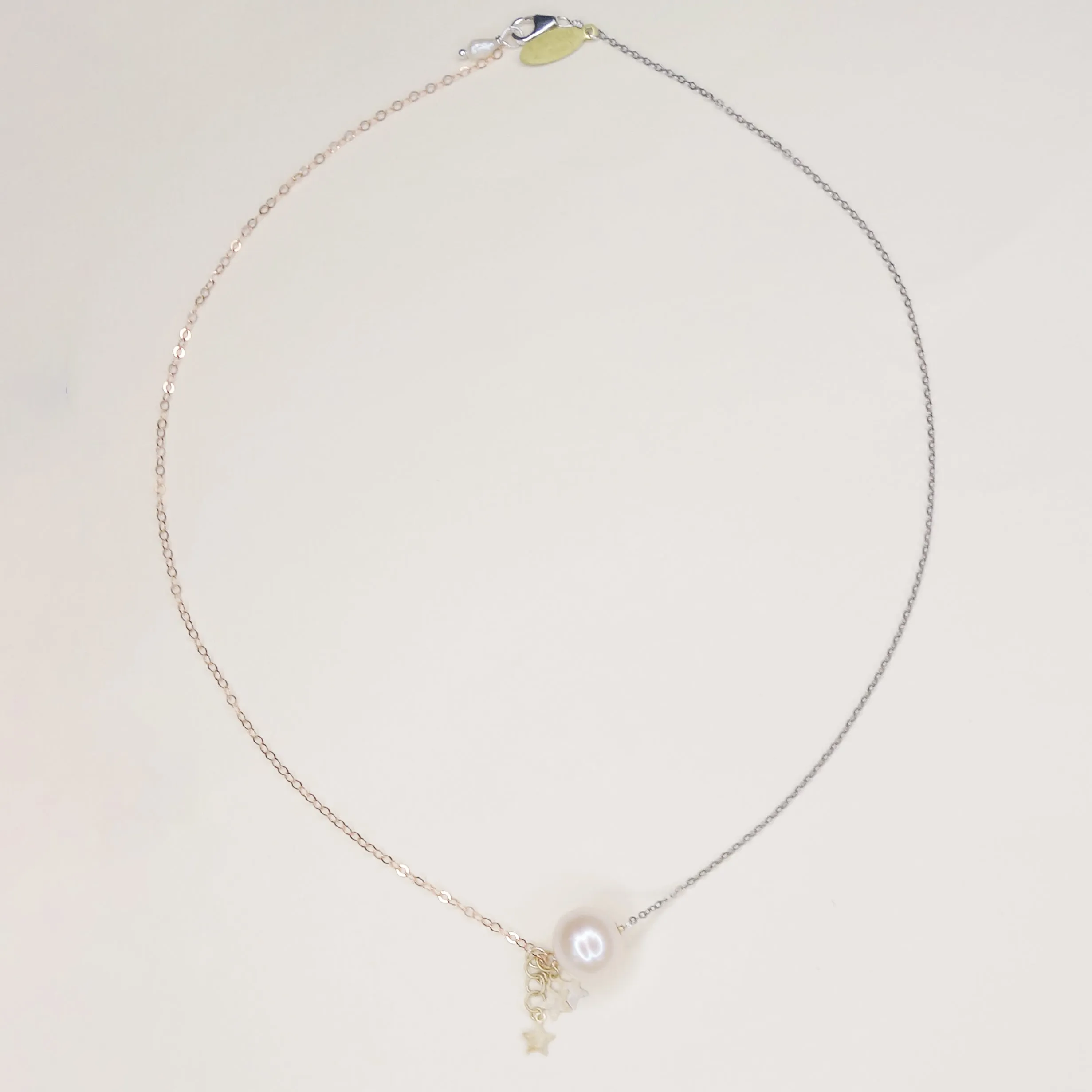Wish Upon a Star: pearl, stars in gold necklace