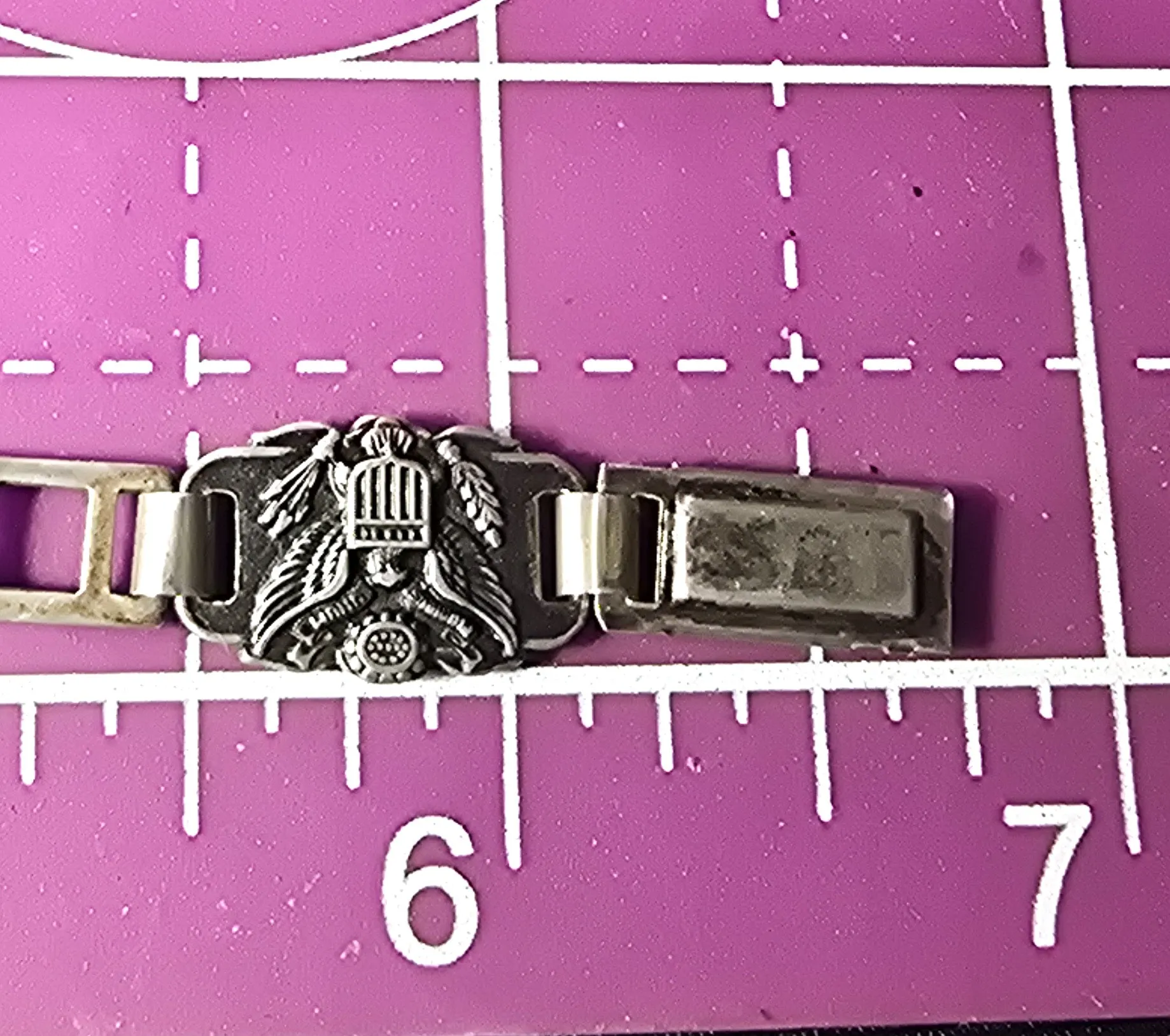WWII US Army military E Pluribus Uno vintage sterling silver tennis promise bracelet
