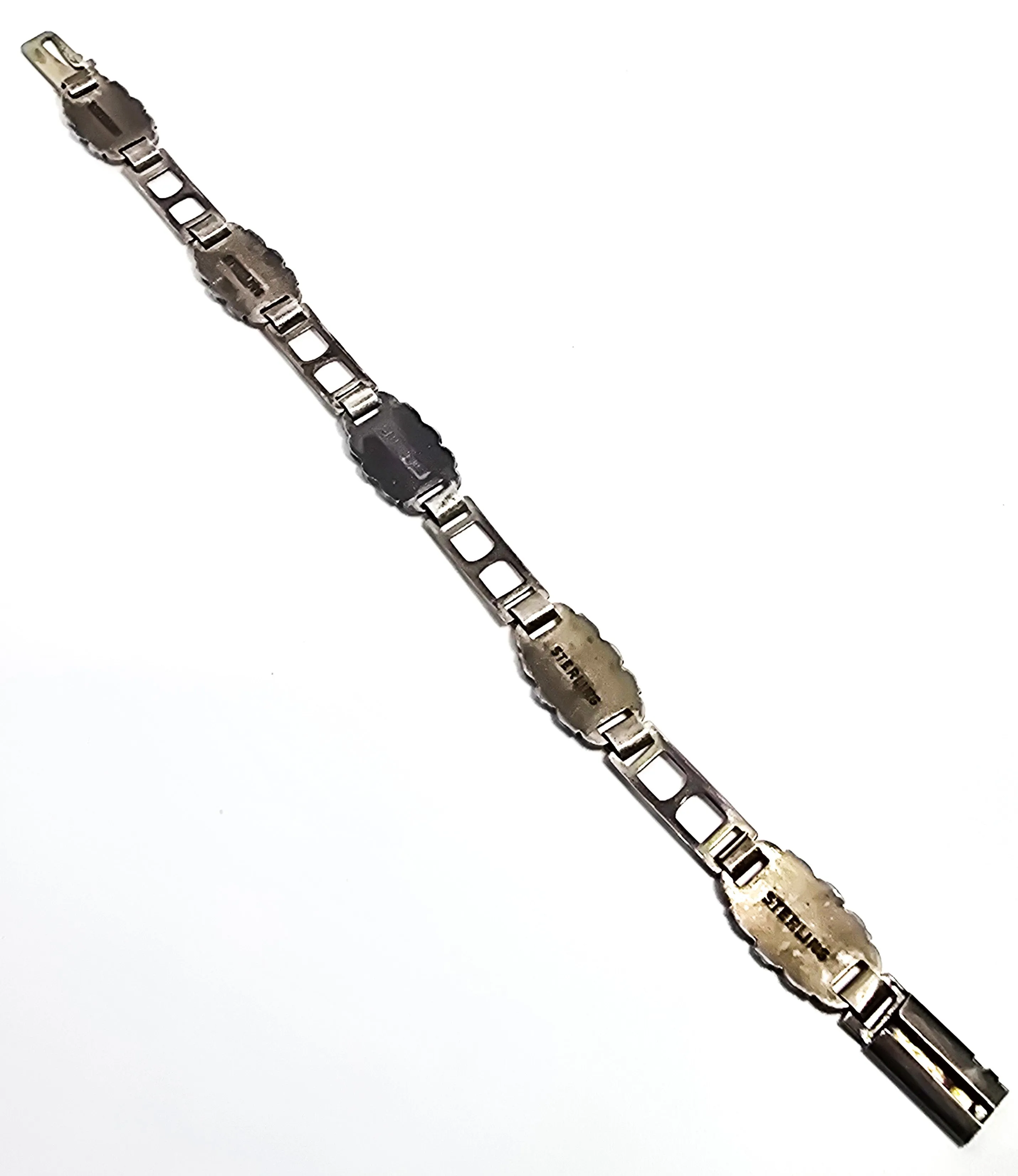 WWII US Army military E Pluribus Uno vintage sterling silver tennis promise bracelet